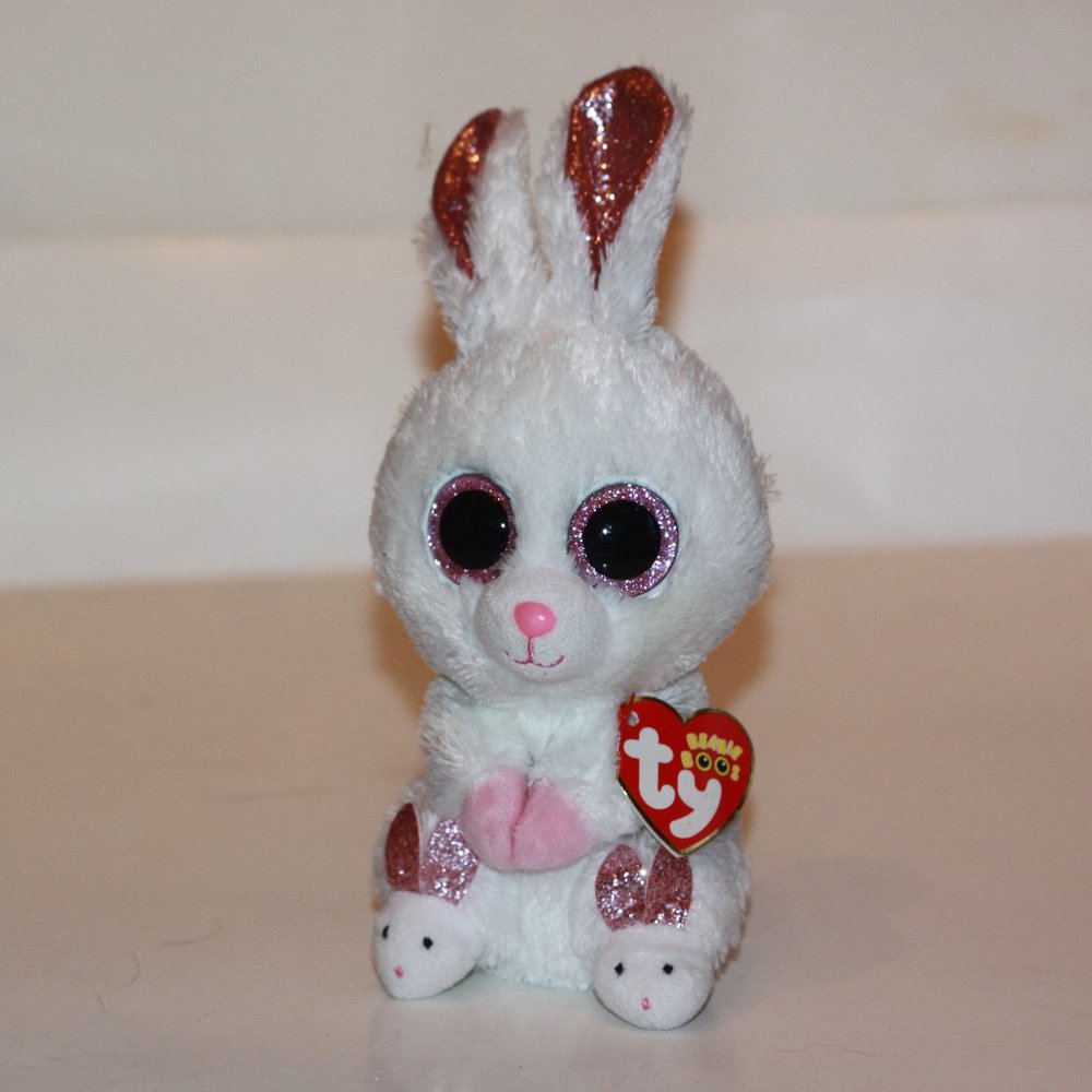 NEW Ty Beanie Boos SLIPPERS the Easter White Bunny Rabbit (6 Inch)